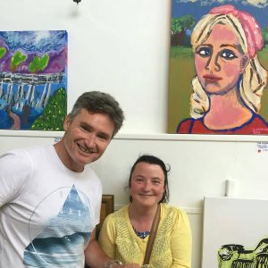 Dave Hughes and Zoe Whitson at the Christmas group show at the Outlaw Gallery