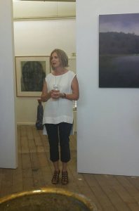 Judy Rauert speaking at the launch of her 'Tower Hill Inspired' exhibition at the Outlaw Gallery